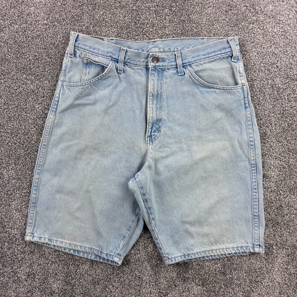 Vintage Dickies Denim Shorts Mens 34 Blue Light Wash‎ Baggy Leg 10in Inseam